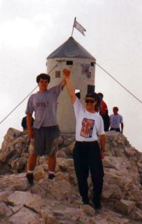 Both intrepid adventurers at the summit, delighted at success!